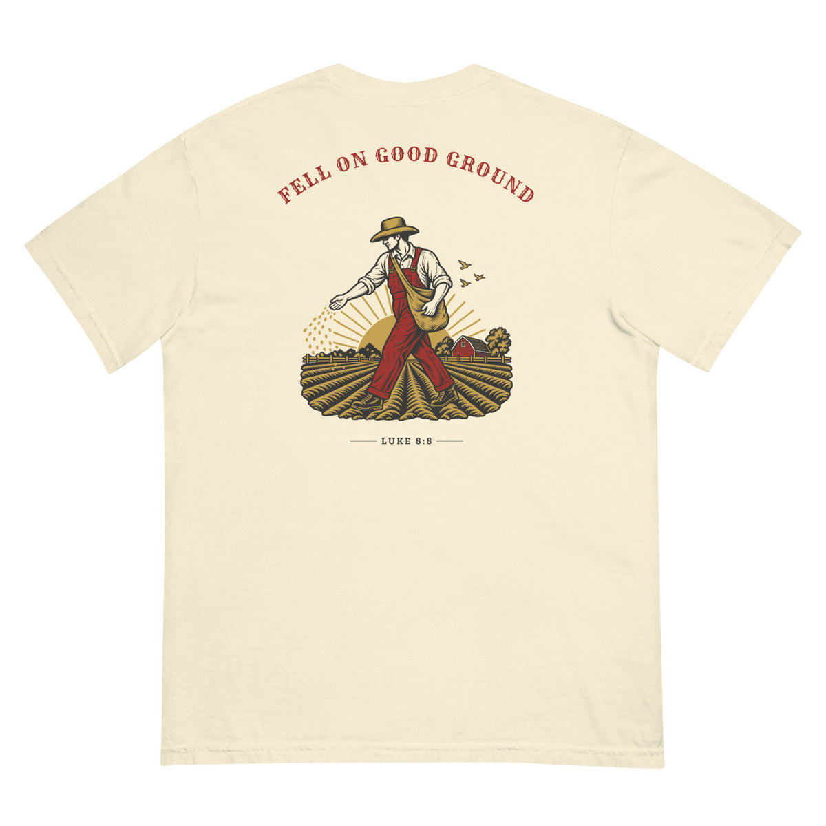 Fell on Good Ground Tee | Garment-Dyed Ivory - mockup-back-10